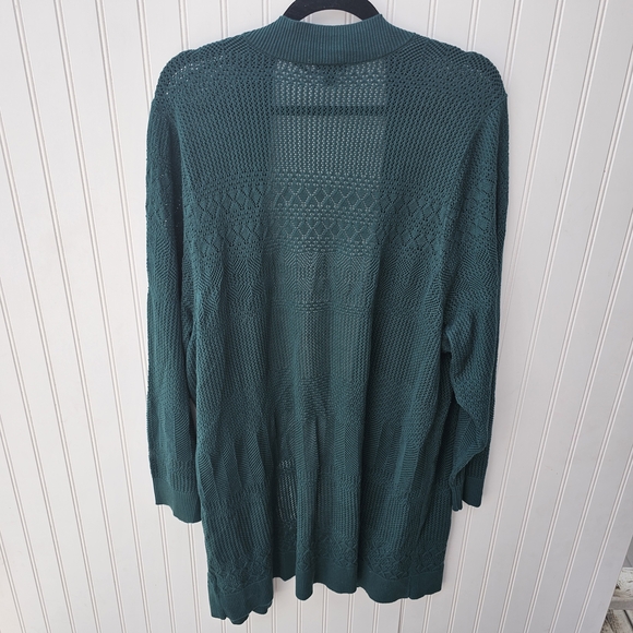 Torrid Teal/Green Open-Front Sweater Cardigan Womens Plus Size 3 - Picture 3 of 3
